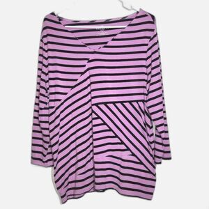 Talbots Purple Striped Stretch Top 1X